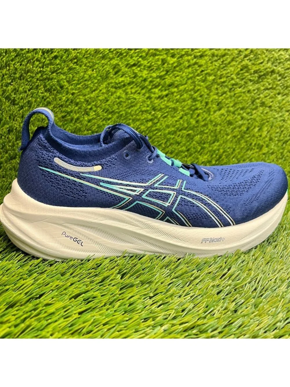 Asics Gel-Nimbus 26 Womens Size 8 Blue Beige Athletic Running Shoes Sneakers